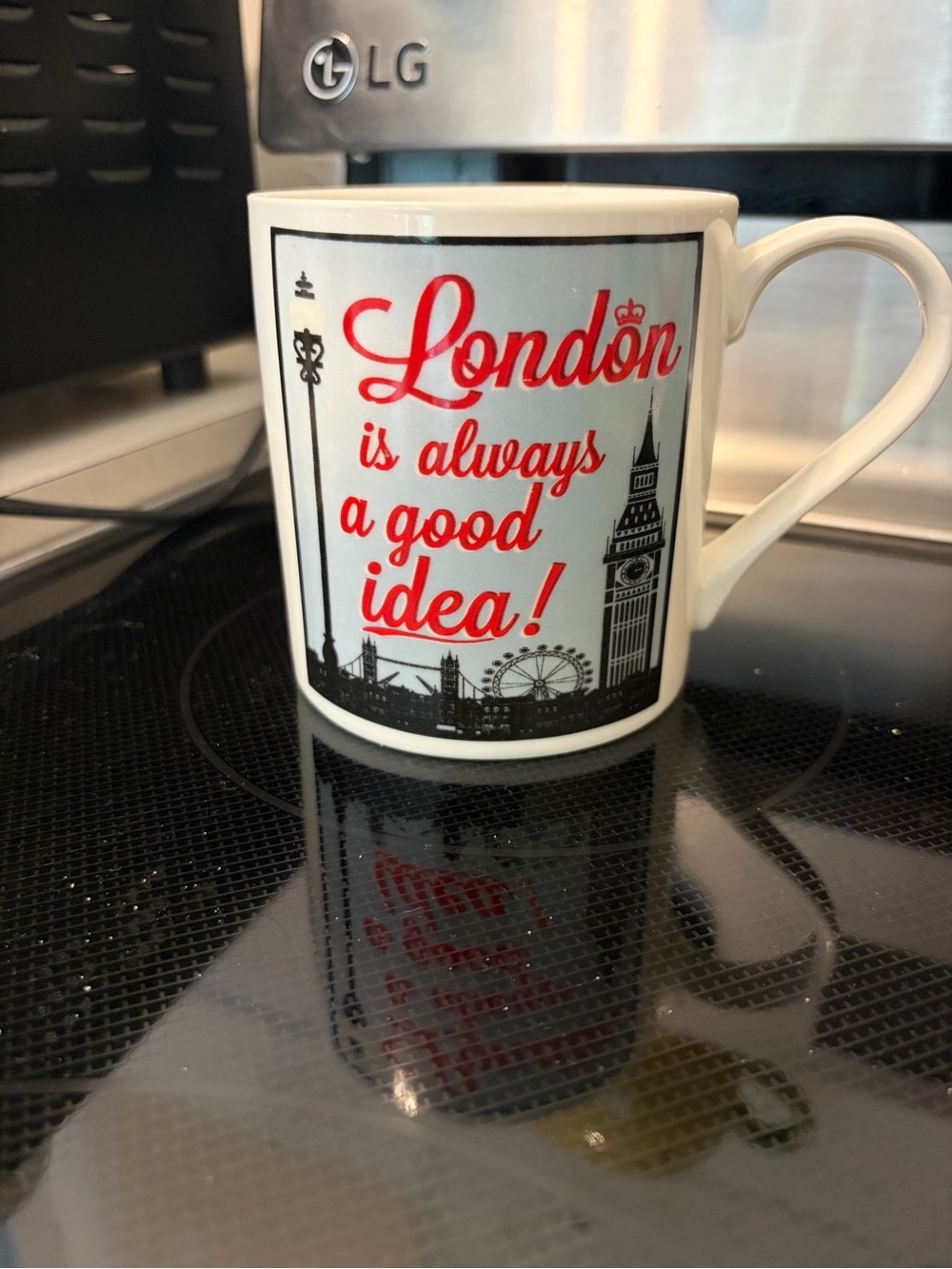 London Message Ceramic Mug - White with Red and Black
